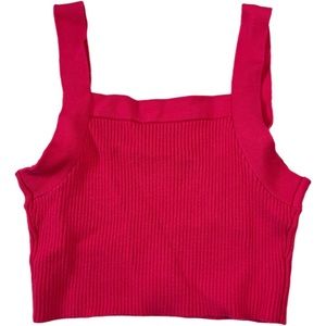 Hot Pink square neck crop top XS